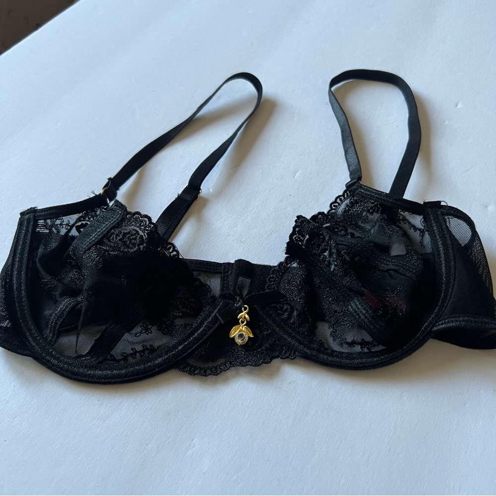 SEVEN ‘TILL MIDNIGHT LACE BRA BLACK SIZE SMALL NWOT - Picture 5 of 16